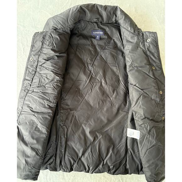 Lands End Down Puffer Vest Womens M Black Outdoors Snap Front Quilted - Picture 3 of 6